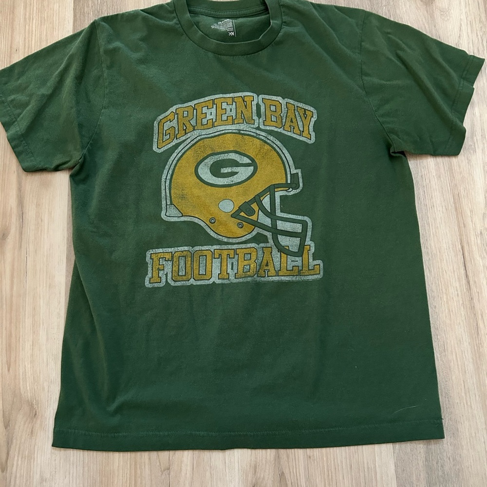 Vintage 90’s Old Navy Green Bay Football Tee - Green and Gold